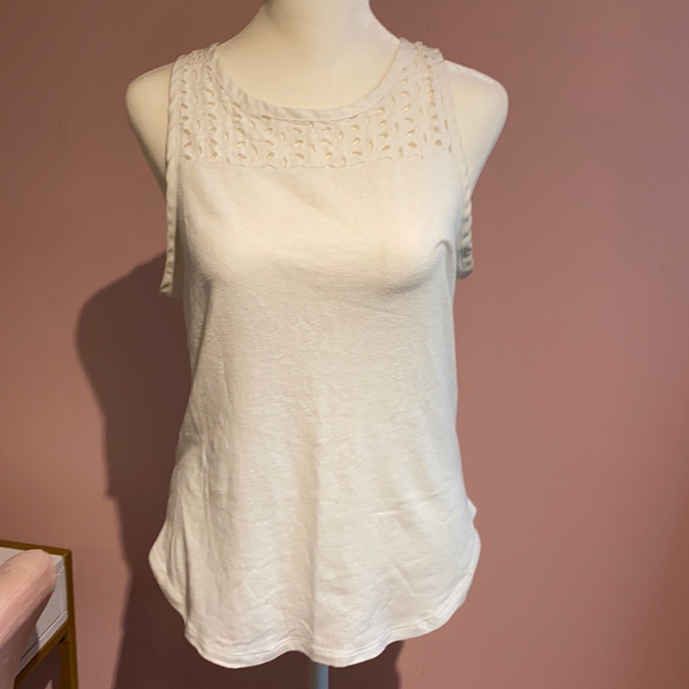 White eyelet lank top